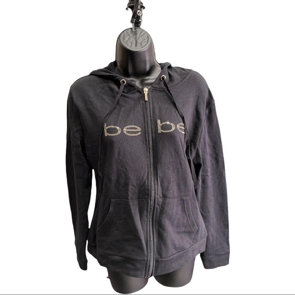 ***SOLD*** Women’s Black Bebe Hoodie Rhinestones Large NEW